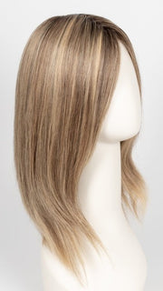 24BT18S8 SHADED MOCHA | Medium Natural Ash Blonde and Light Natural Gold Blonde Blend with Light Natural Gold Blonde tips, Shaded with Medium Brown