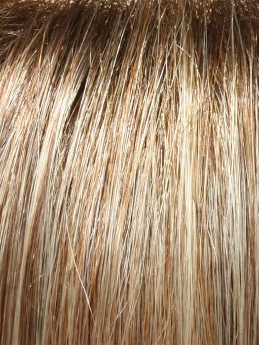 14/26S10 - Shaded Pralines and Cream  - Medium Ash Blonde and Caramel Blonde Blend with Light Brown roots