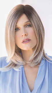HARLEE by Noriko in MELTED-MARSHMALLOW | Subtly Warm Dark Sandy Blonde Blend with Medium Brown Roots and Light Ash Blonde Tips and Highlights