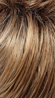 27T613S8 | Medium Natural Red-Gold Blonde and Pale Natural Gold Blonde Blend and Tipped, Shaded with Medium Brown