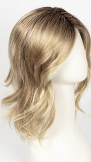 SANDY-BLONDE-ROOTED 26.22.16 | Medium Honey Blonde, Light Ash Blonde, and Lightest Reddish Brown blend with Dark Roots Edit alt text
