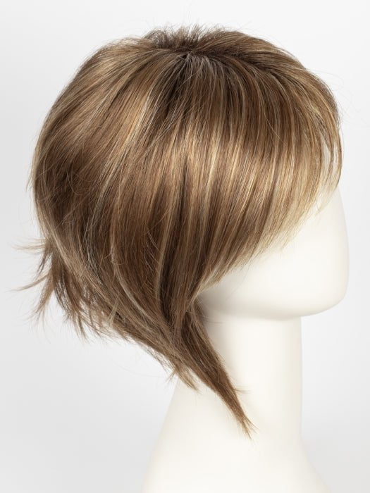 MAPLE-SUGAR-R | Rooted Medium Brown with Light Honey Brown Base and Strawberry Blonde Highlights
