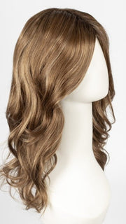 MAPLE-SUGAR-R | Light-Medium Brown Base with Warm Medium Blonde Highlights and Dark Brown Roots