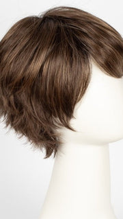 Color Hot-Mocca-Rooted = Medium Brown, Light Brown, and Light Auburn blend with Dark Roots