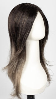 S2-103/18RO MIDNIGHT | Cascading Ombre Shade | Long Dark Roots blend into Lighter Brown Tones and Sparkling Ash Blond Tips