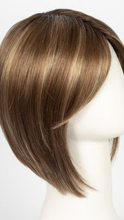 MAPLE-SUGAR-R | Rooted Medium Brown with Light Honey Brown Base and Strawberry Blonde Highlights