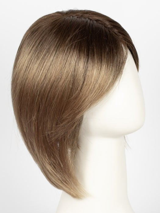 MACADAMIA-LR | The root is soft brown color that melts into a beige blonde color. 