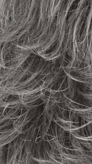 92 Dark Brown Blended with 90% Grey on top, gradually darkening 50% Grey tips