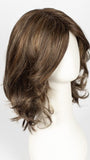 ALMOND ROCKA R | Rooted Dark Golden Brown base color with Strawberry Blonde and Bright Cooper evenly blended highlights