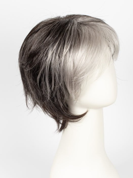 MIDNIGHT PEARL | Darkest Brown Base Blended with Silver and Dramatic Silver Bangs 