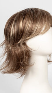 MAPLE-SUGAR-R | Light-Medium Brown Base with Warm Medium Blonde Highlights and Dark Brown Roots