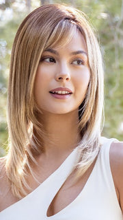 MELTED-CARAMEL | Warm and Rich Brown Root Melting into Golden Caramel Blond and Natural Medium Blond Tips