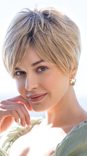 BAY by Amore in MELTED-CARAMEL | Warm and Rich Brown Root Melting into Golden Caramel Blond and Natural Medium Blond Tips