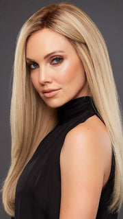 12FS8 | Medium Natural Gold Blonde, Light Gold Blonde, Pale Natural Blonde Blend, Shaded with Dark Brown