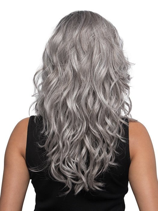 BLAZE by Estetica in CHROMERT1B | Gray and White with 25% Medium Brown Blend and Off-Black Roots