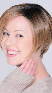 Cherry by BELLETRESS in MOCHA WITH CREAM | Light Ash Brown with Caramel Brown and Medium Honey Blonde, Dark Brown Roots