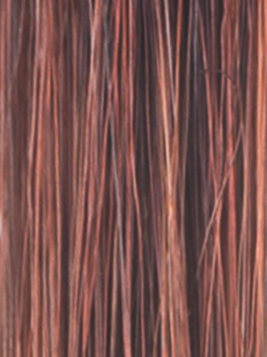 CRIMSON-LR | The root has a deep burgundy tone that gradually shifts into a lighter coppery tone. The lightest points fall around the face.