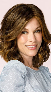 CAELEN by Jon Renau in 6F27 CARAMEL RIBBON | Brown with Strawberry Blonde Highlights