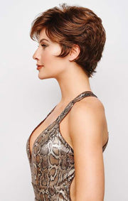 A classic fluff-back silhouette, short and barely waved cut.