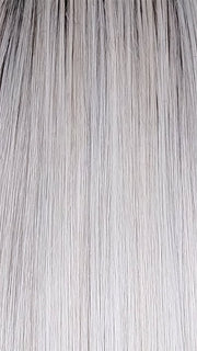 CHROME | Medium Grey with Platinum Tips, Dark Brown Roots