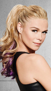 COLOR SPLASH PONY by hairdo in R14/88H GOLDEN WHEAT - DARK PURPLE