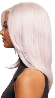 The side part and face framing layers help flatter the face
