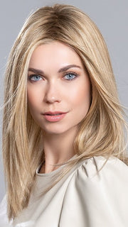 DREAM by Ellen Wille in SANDY BLONDE ROOTED 22.16.25 | Light Neutral Blonde, Medium Blonde, and Lightest Golden Blonde blend with dark shaded roots