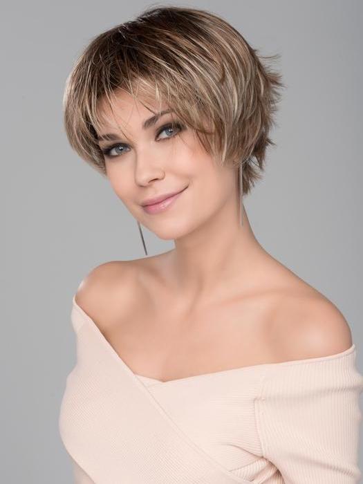 SKY by Ellen Wille in DARK SAND ROOTED | Light Brown base with Lightest Ash Brown and Medium Honey Blonde blend and Dark Roots