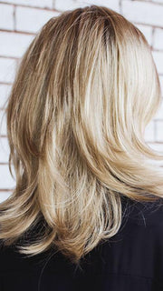 ALIVE by ELLEN WILLE in SANDY-BLONDE-ROOTED | Medium Honey Blonde, Light Ash Blonde, and Lightest Reddish Brown blend with Dark Roots