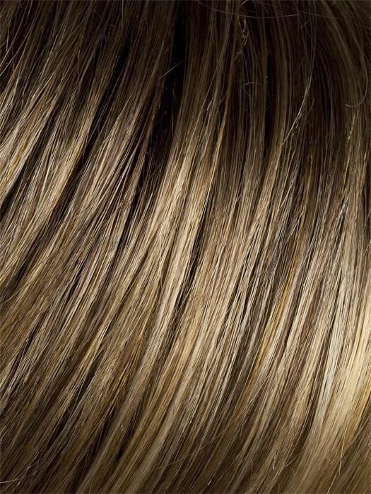 Color BERNSTEIN-ROOTED = Light Brown base with subtle Light Honey Blonde and Light Butterscotch Blonde highlights and Dark Roots
