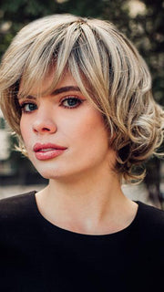 FLAIR MONO by ELLEN WILLE in SANDY BLONDE ROOTED | Medium Honey Blonde, Light Ash Blonde, and Lightest Reddish Brown blend with Dark Roots