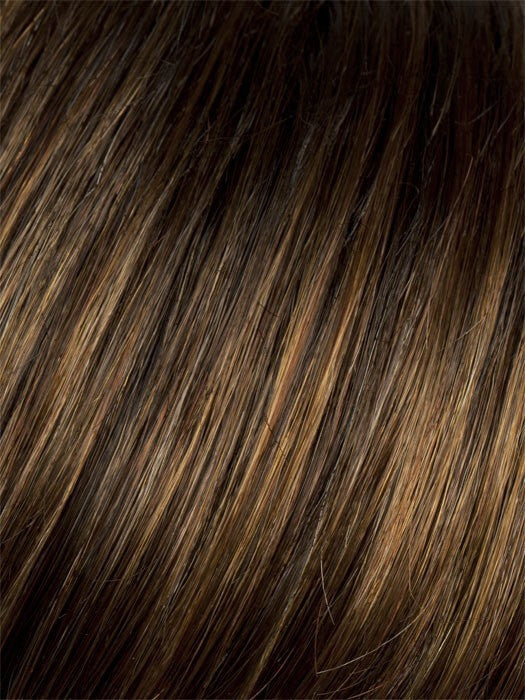 HAZELNUT-ROOTED = Medium Brown base with Medium Reddish Brown and Copper Red highlights and Dark Roots