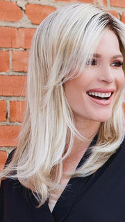 IMPRESS by ELLEN WILLE in PASTEL BLONDE ROOTED | Pearl Platinum, Dark Ash Blonde, and Medium Honey Blonde mix with Roots