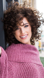 JAMILA PLUS by ELLEN WILLE in CHOCOLATE ROOTED | Medium to Dark Brown Base with Light Reddish Brown Highlights and Dark Roots