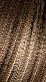 LIGHT BERNSTEIN ROOTED | Light Auburn, Light Honey Blonde, and Light Reddish Brown blend and Dark Roots