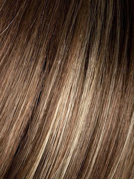 Color Light-Bernstein-Rooted = Light Auburn, Light Honey Blonde, and Light Reddish Brown blend and Dark Roots