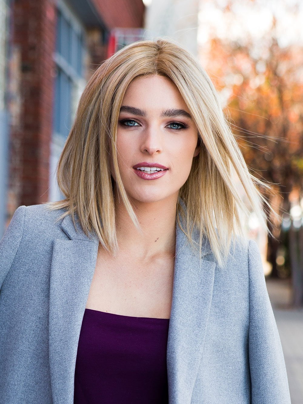 SPIRIT II Wig by ELLEN WILLE in CHAMPAGNE ROOTED | Light Beige Blonde, Medium Honey Blonde, and Platinum Blonde Blend with Dark Roots (This piece has been styled and straightened)