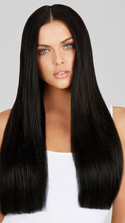 20" Clip-In Extensions 160 grams by LEYLA MILANI in 1B | NATURAL BLACK
