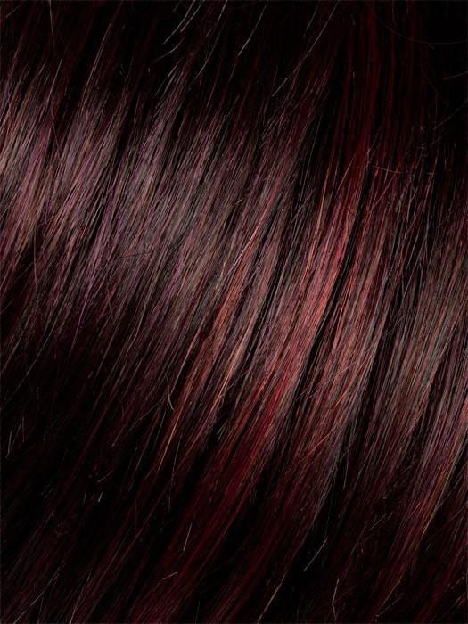 AUBERGINE-MIX | Darkest Brown with hints of Plum at base and Bright Cherry Red and Dark Burgundy Highlights