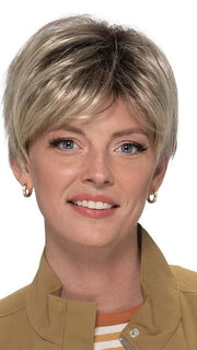 EMMETT by Estetica in RH1488RT8 | Dark Blonde with Light Copper Blonde Highlights and Golden Brown Roots