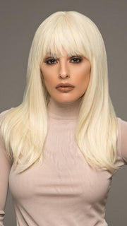 A super straight style with a full bang and rounded ends 