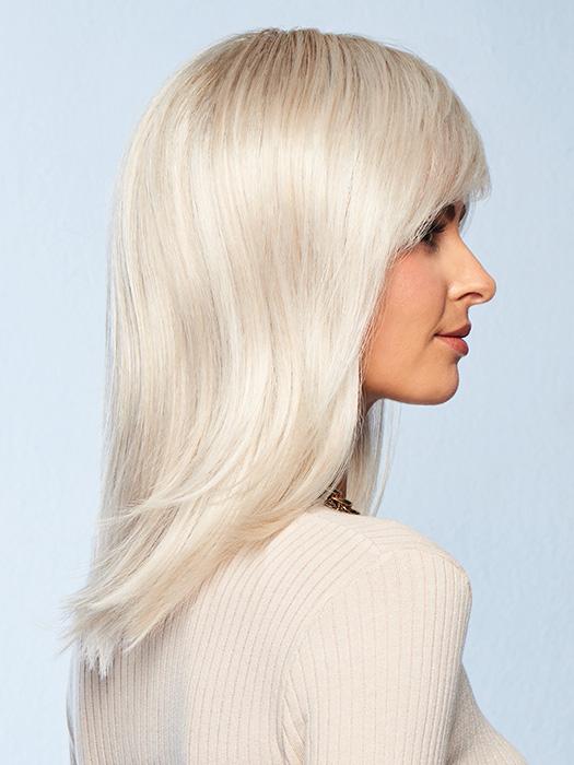 A slightly angled bang with light layering along the neckline
