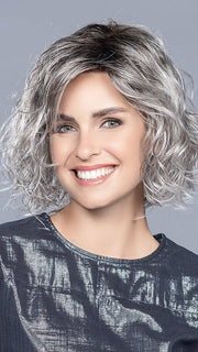 GIRL MONO LARGE by Ellen Wille in STONE GREY ROOTED 56.60.58 | Dark Brown, Lightest Brown and Lightest Blonde blended with Pearl White and a Grey Blend with Shaded Roots