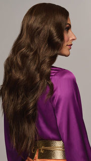 This gorgeously curled style is stunning to wear right out the box or it can be heat-styled