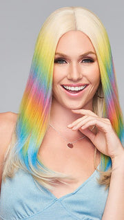 DANCE TILL DAWN by Hairdo in Dance Till Dawn | A burst of Pastel Rainbow Hues on Platinum Blonde hair