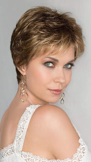 LIGHT BERNSTEIN ROOTED | Light Auburn, Light Honey Blonde, and Light Reddish Brown Blend and Dark Roots