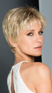 AURA by Ellen Wille in CHAMPAGNE ROOTED | Light Beige Blonde, Medium Honey Blonde, and Platinum Blonde Blend with Dark Roots