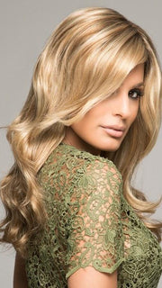 ADRIANA by Jon Renau in 12FS8 SHADED PRALINE | Medium Natural Gold Blonde, Light Gold Blonde, Pale Natural Blonde Blend, Shaded with Dark Brown