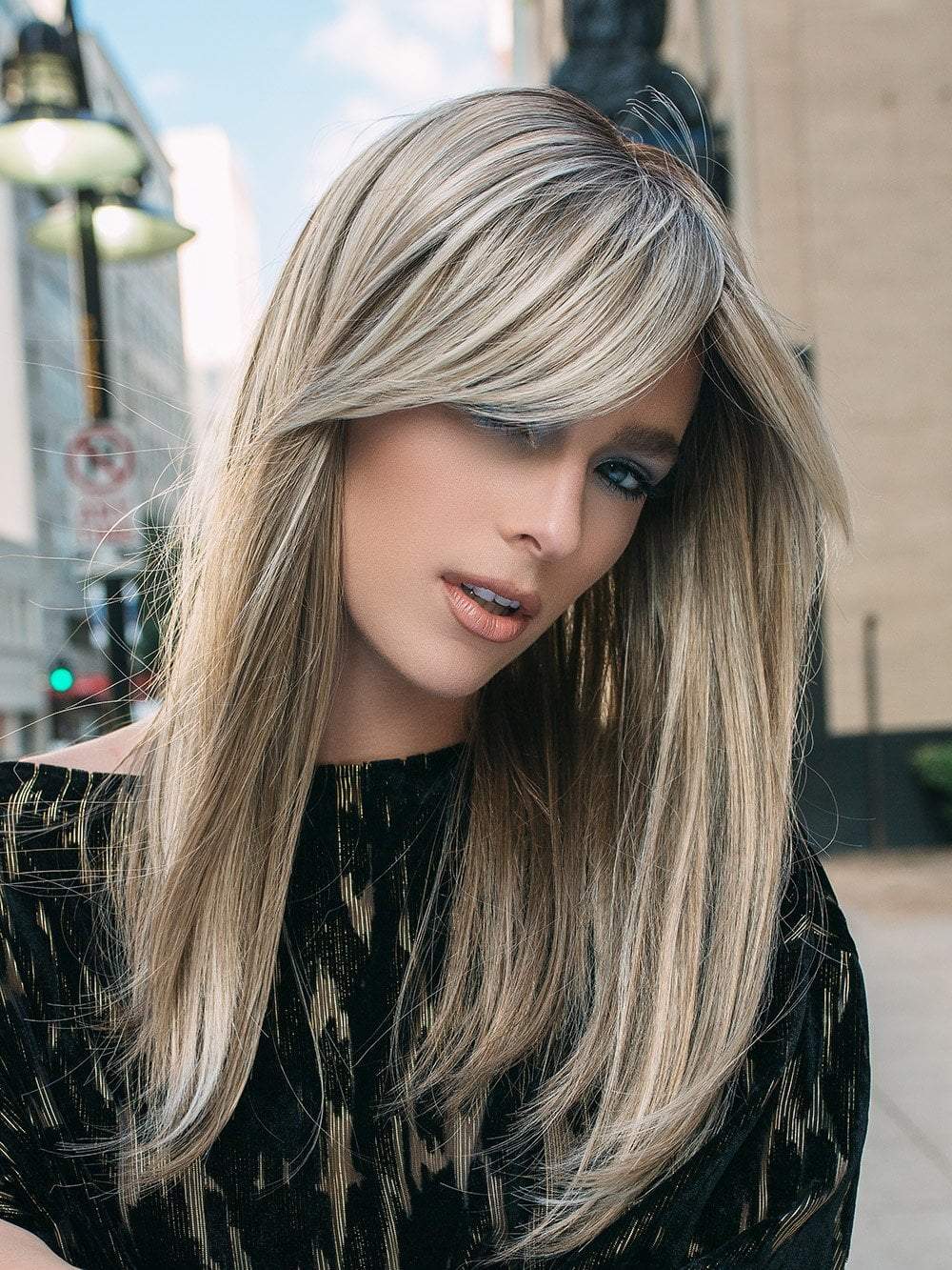CAMILLA Wig by JON RENAU in 12FS8  | Light Gold Brown, Light Natural Gold Blonde and Pale Natural Gold-Blonde Blend, Shaded with Medium Brown