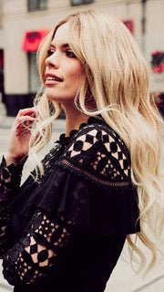 KIM by JON RENAU in 27T613S8 | Medium Natural Red-Gold Blonde and Pale Natural Gold Blonde Blend and Tipped, Shaded with Medium Brown (This piece has been styled and curled)